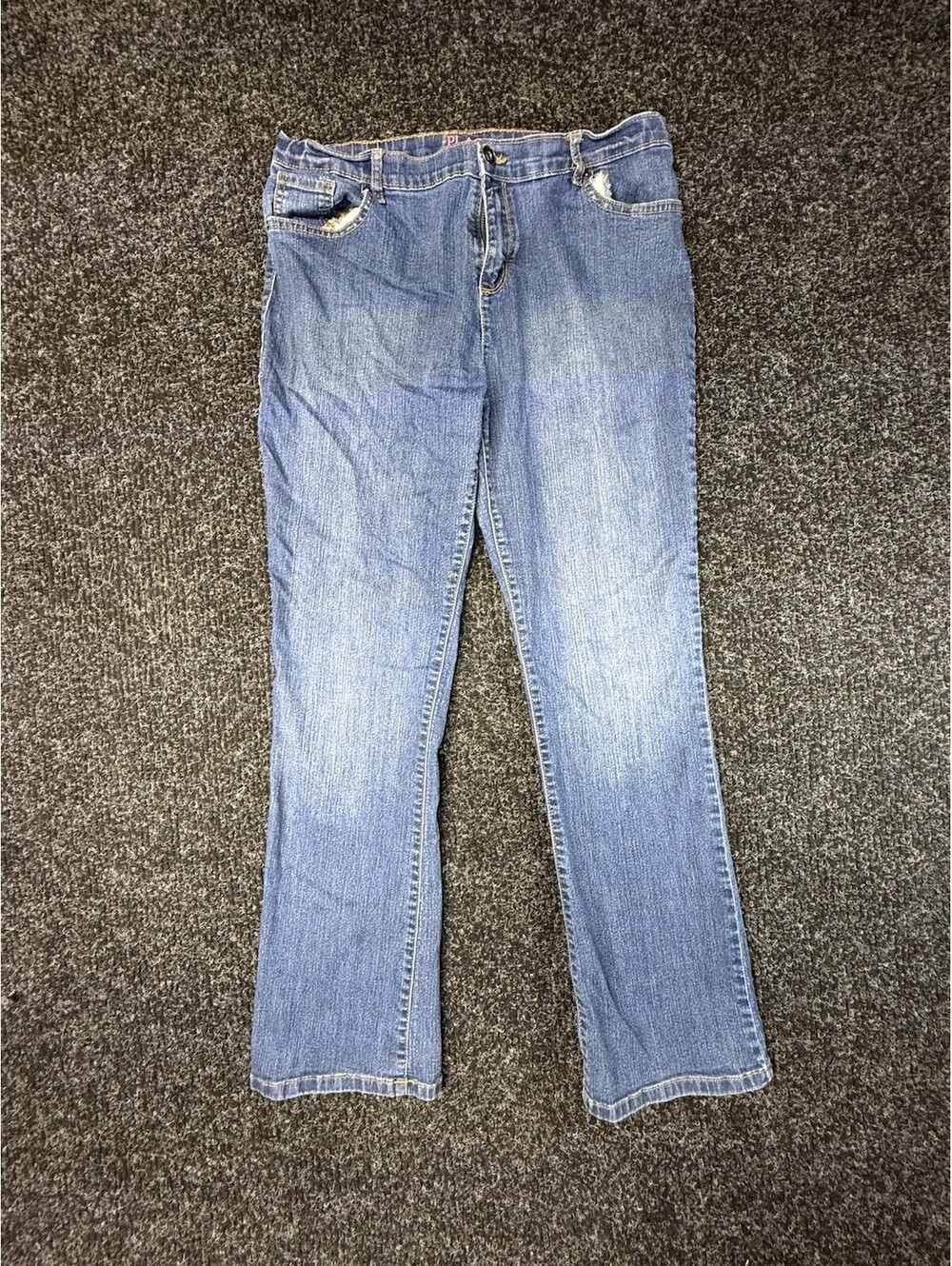 Children’s Place Girls Size 18 Plus Bootcut Jeans Medium Wash Distressed Denim